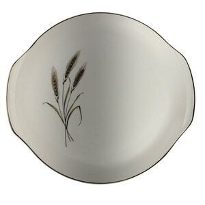 VTG Salem China Royal Joci Wheat Handled Cake Plate Platter 23K Gold USA Made